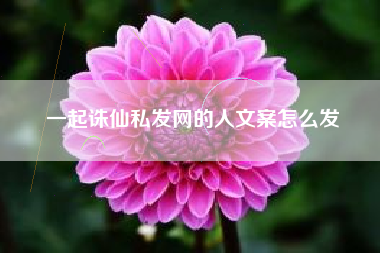 一起诛仙私发网的人文案怎么发  第1张