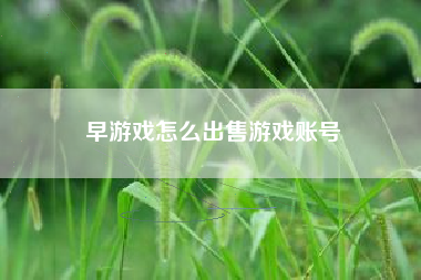 早游戏怎么出售游戏账号  第1张