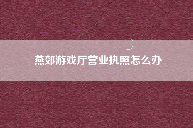 燕郊游戏厅营业执照怎么办  第1张