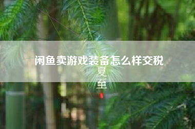 闲鱼卖游戏装备怎么样交税  第1张