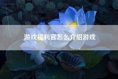 游戏福利官怎么介绍游戏
