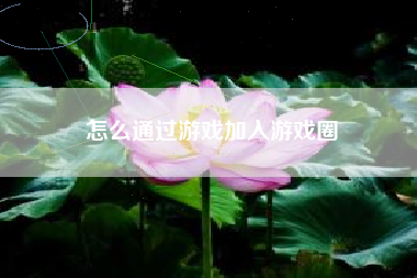 怎么通过游戏加入游戏圈