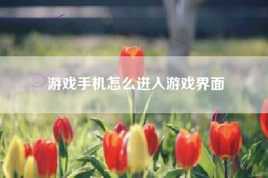 游戏手机怎么进入游戏界面