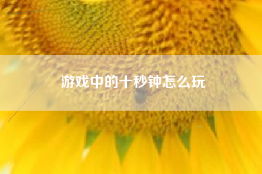 游戏中的十秒钟怎么玩