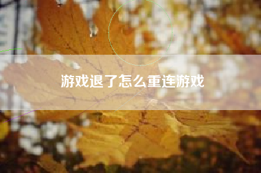 游戏退了怎么重连游戏