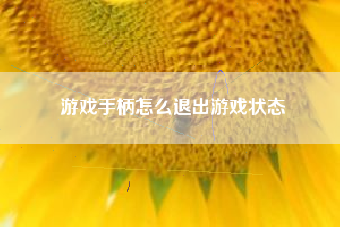 游戏手柄怎么退出游戏状态