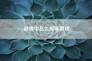 游戏中怎么投诉游戏