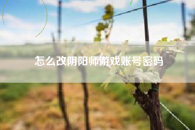 怎么改阴阳师游戏账号密码