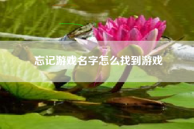 忘记游戏名字怎么找到游戏