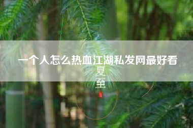 一个人怎么热血江湖私发网最好看