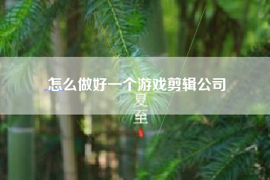 怎么做好一个游戏剪辑公司