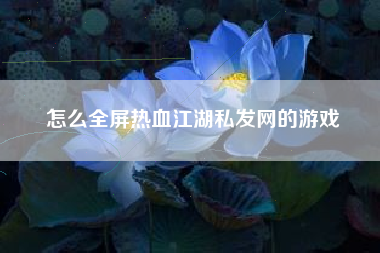 怎么全屏热血江湖私发网的游戏