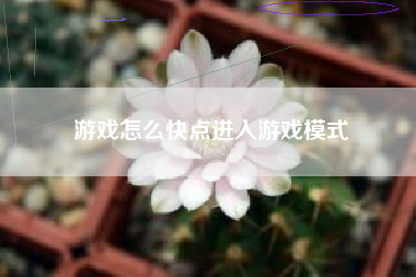 游戏怎么快点进入游戏模式
