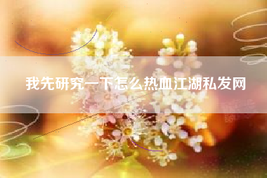 我先研究一下怎么热血江湖私发网