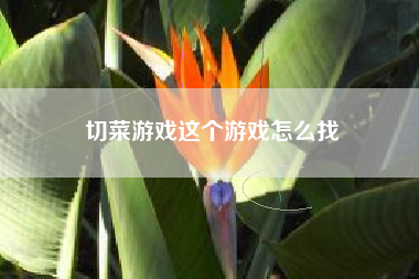 切菜游戏这个游戏怎么找