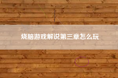 烧脑游戏解说第三章怎么玩