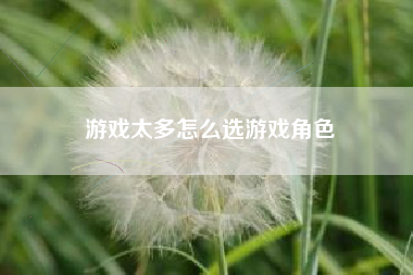 游戏太多怎么选游戏角色
