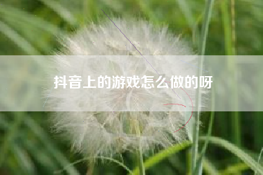 抖音上的游戏怎么做的呀