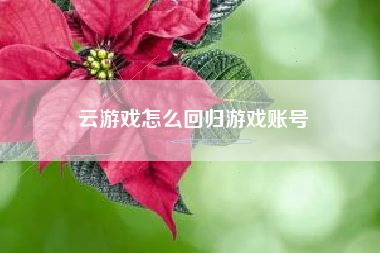 云游戏怎么回归游戏账号