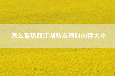 怎么看热血江湖私发网时内存大小