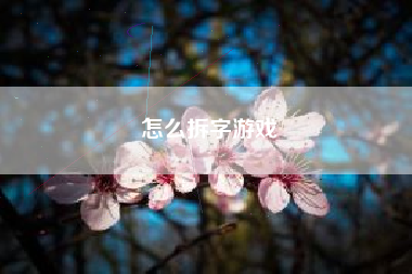 怎么拆字游戏