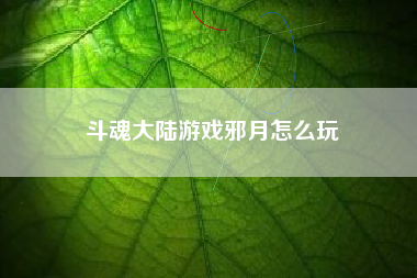 斗魂大陆游戏邪月怎么玩