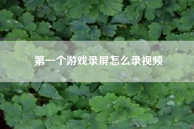 第一个游戏录屏怎么录视频