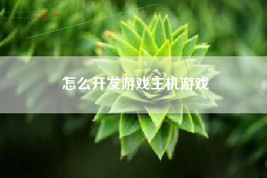 怎么开发游戏主机游戏