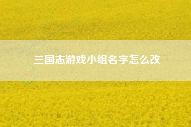 三国志游戏小组名字怎么改  第1张