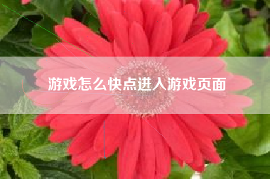 游戏怎么快点进入游戏页面
