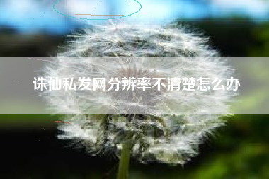 诛仙私发网分辨率不清楚怎么办