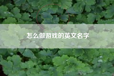 怎么做游戏的英文名字